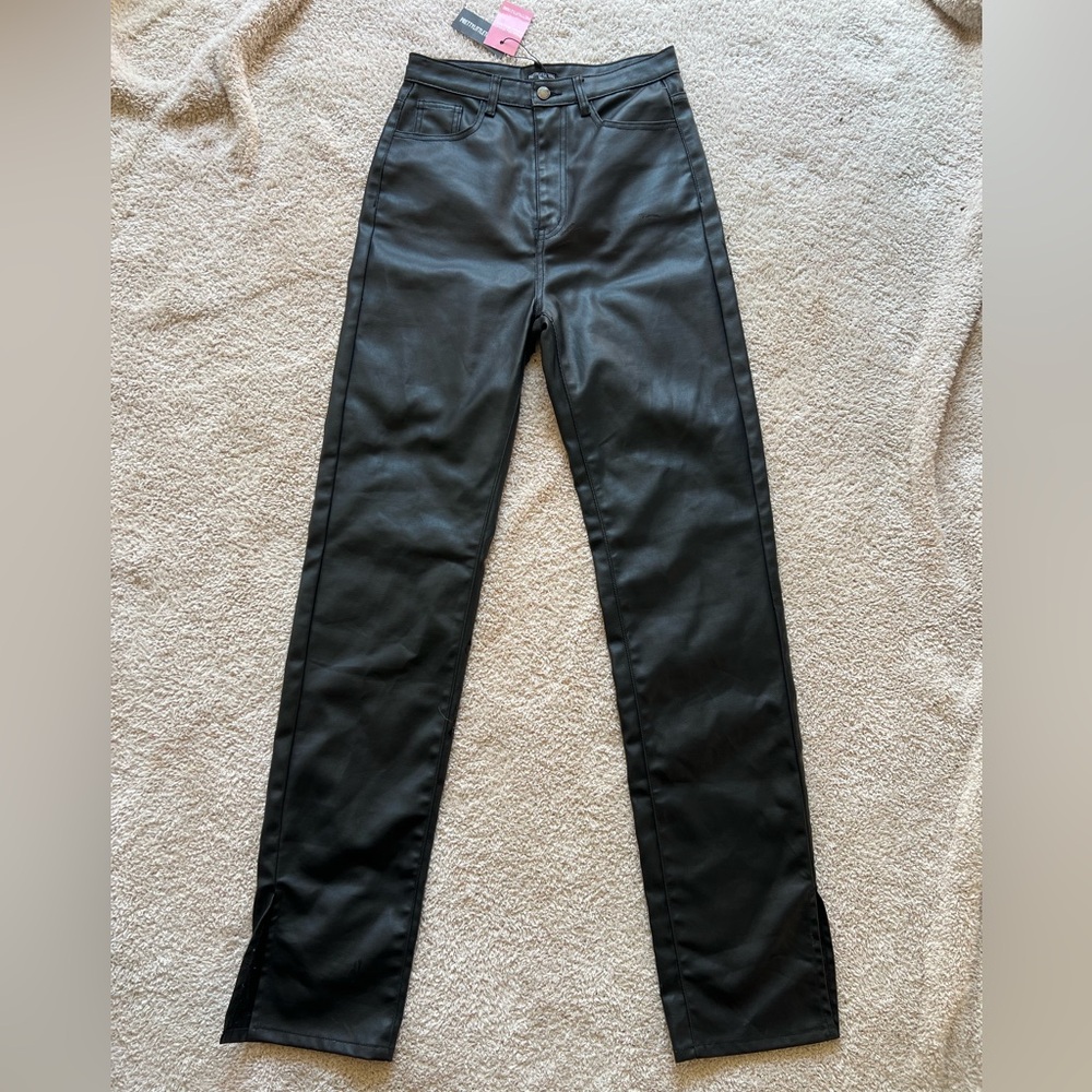 PrettyLittleThing Black Faux Leather Pants - Picture 4 of 8